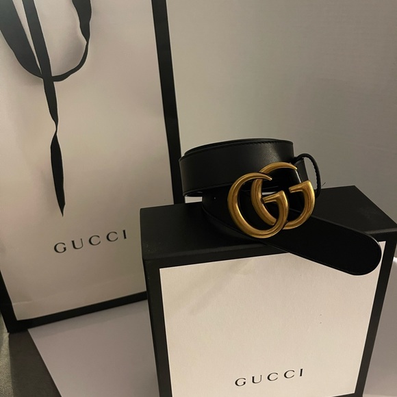 Authentic Gucci leather belt with Double G buckle, sz 29 US waist, worn 2 x - Picture 3 of 16